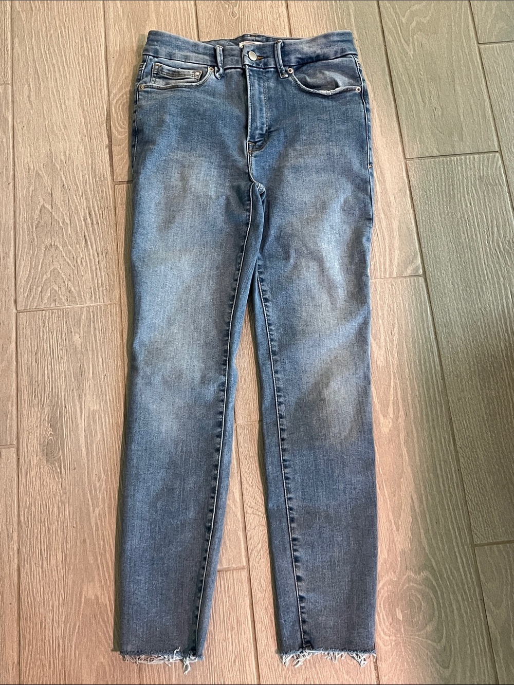 Good American Mid-Blue High-Rise Skinny Jeans